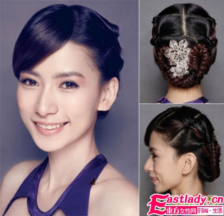 低麻花辫盘发步骤图解