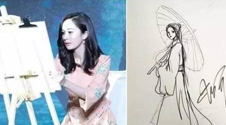 这些明星的简笔画，热巴这是画的啥？